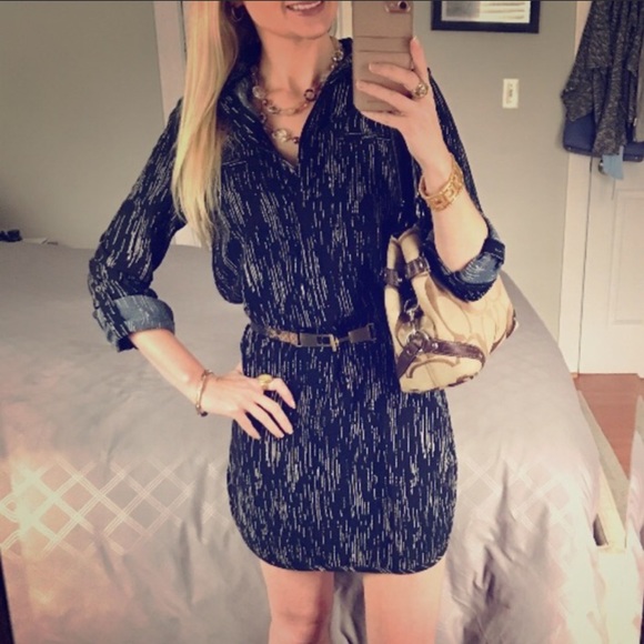 Navy Shirt Dress! NWOT - Picture 3 of 8